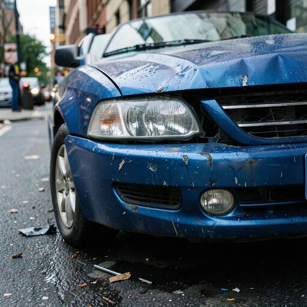Pasageri într-o mașină după un accident rutier, cu documente RCA pentru verificarea despăgubirii