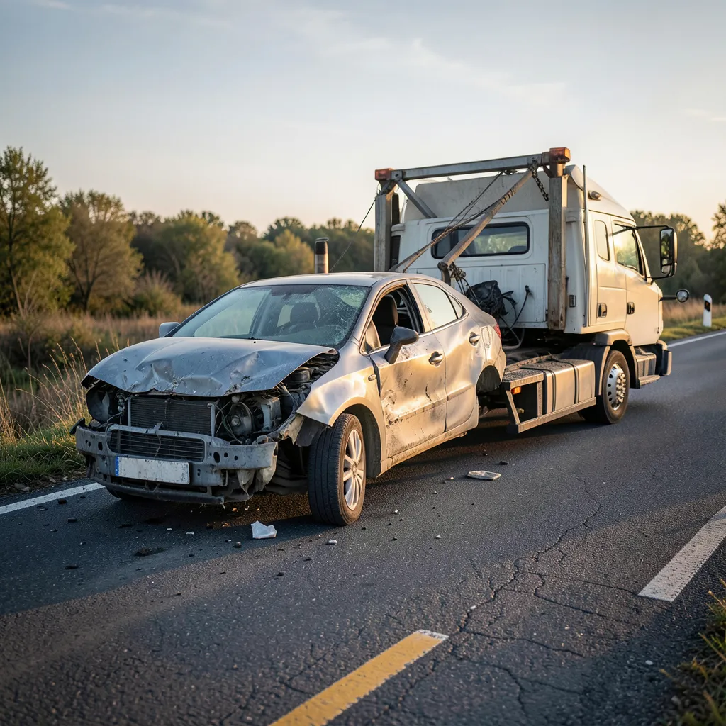 Șofer care verifică ce acoperă polița RCA după un accident auto