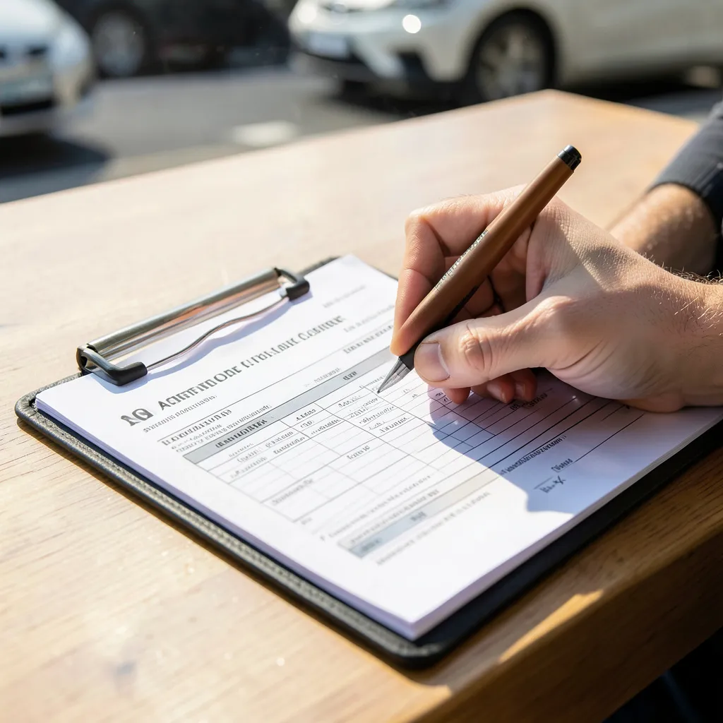 Șofer care verifică pe telefon o asigurare auto online și datele poliței RCA