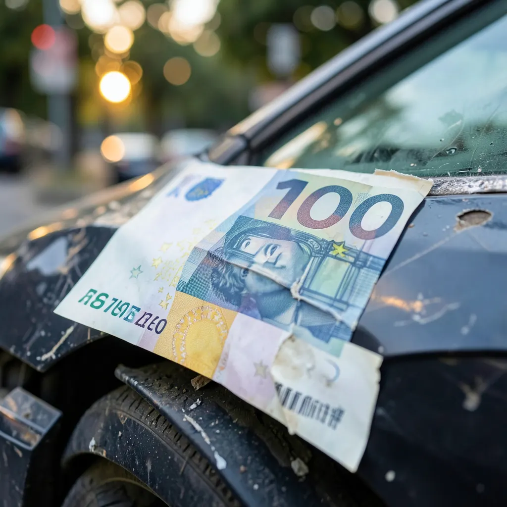 Mașină avariată într-o parcare privată, exemplu de daună acoperită sau nu de RCA