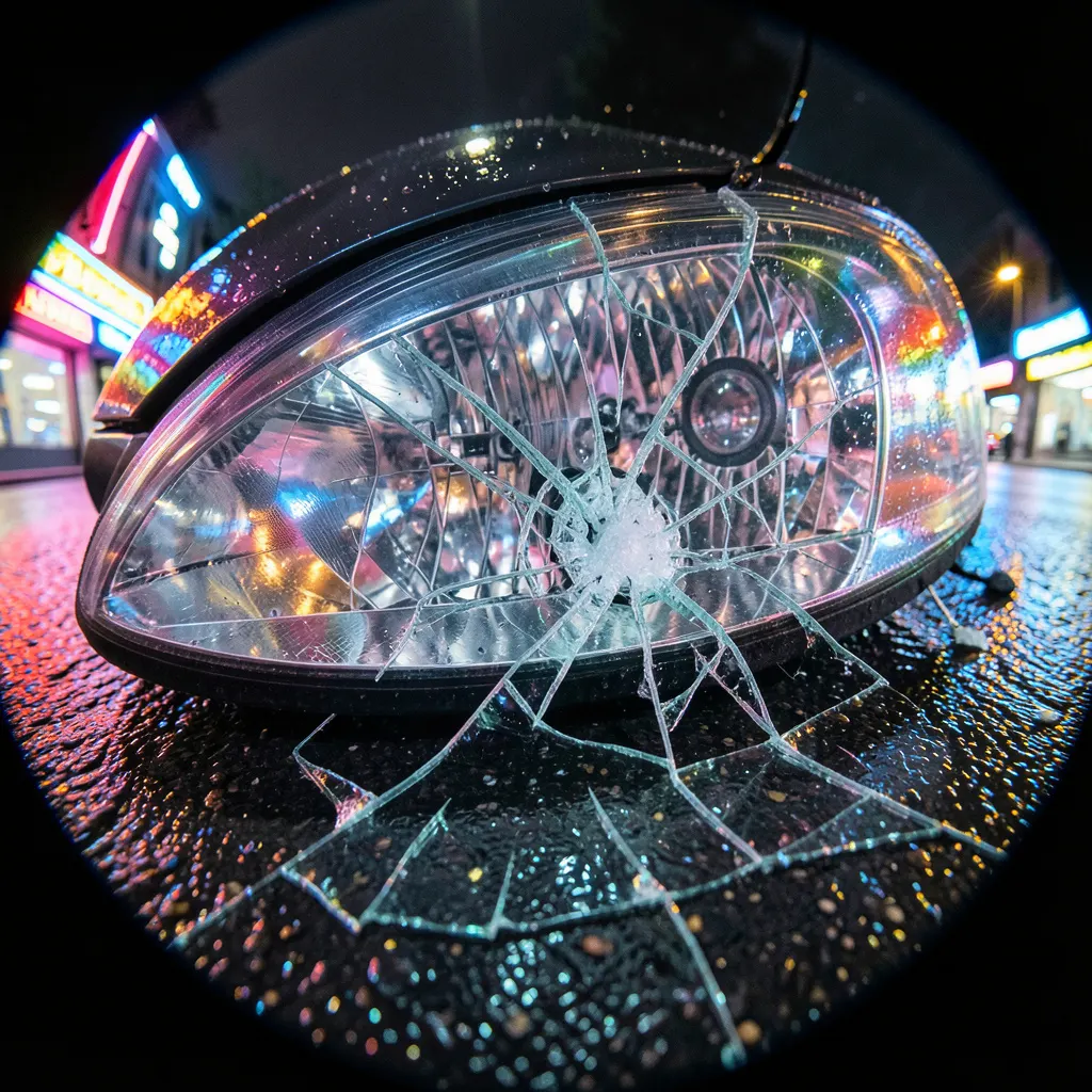 Mașină grav avariată după un accident, pentru verificarea unei daune totale RCA și a poliței înainte de reînnoire