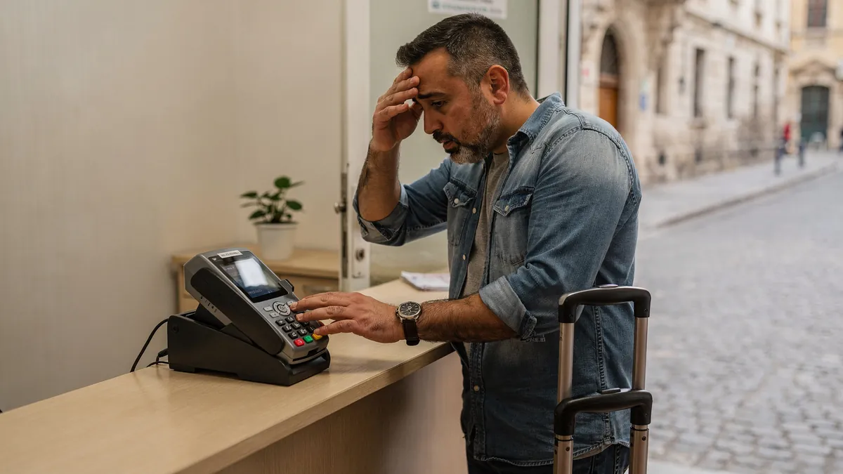 Călător care compară prețul unei asigurări medicale de călătorie în funcție de destinație și acoperire